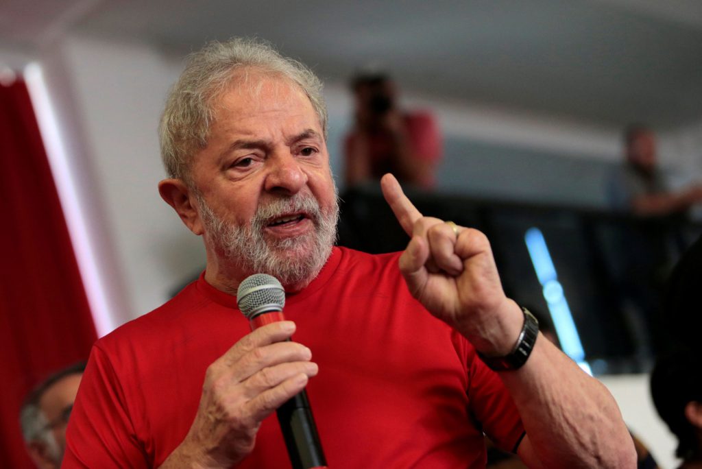 Lula discursa no sindicato dos Metalúrgicos de São Bernardo sobre julgamento do triplex do Guarujá (Foto: Leonardo Benassatto/Reuters) 