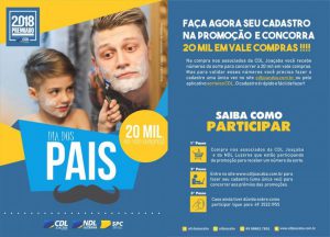 CDL/Joaçaba vai sortear R$ 20 mil em vale-compras no Dia dos Pais